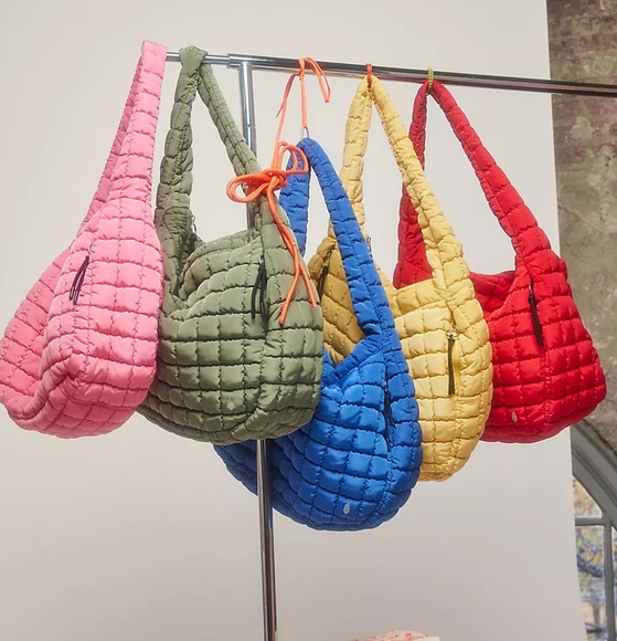 FP Movement Quilted Carryall Tote Gym Bag Bubblegum Pink Free People Neon Hobo